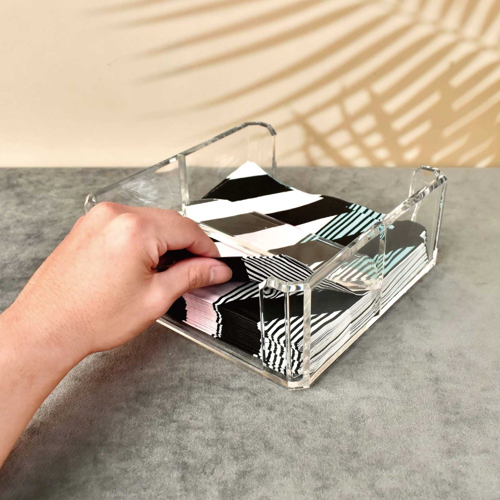 簡約透明壓克力餐巾紙架(小)