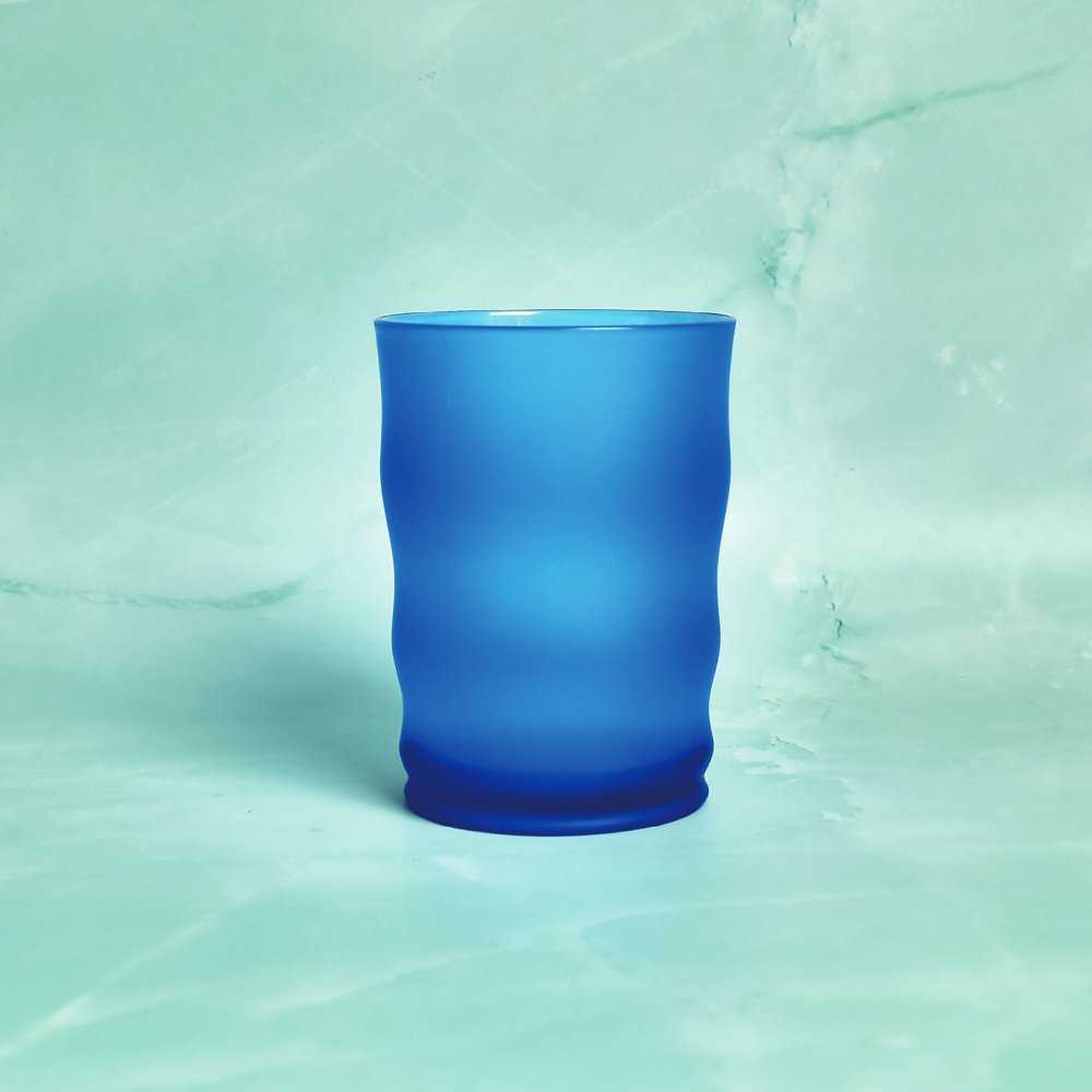 波浪造型塑膠杯-340ml(深霧藍)