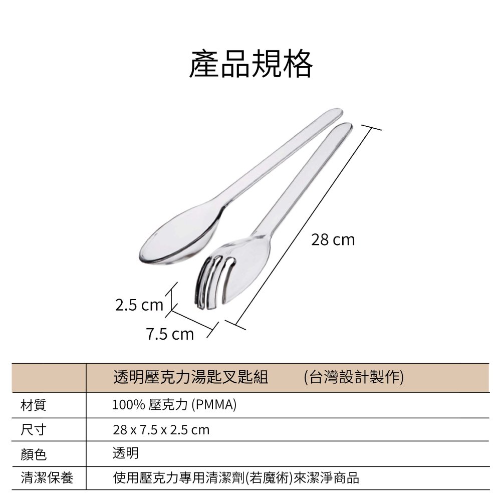 透明壓克力大尺寸湯匙叉匙組