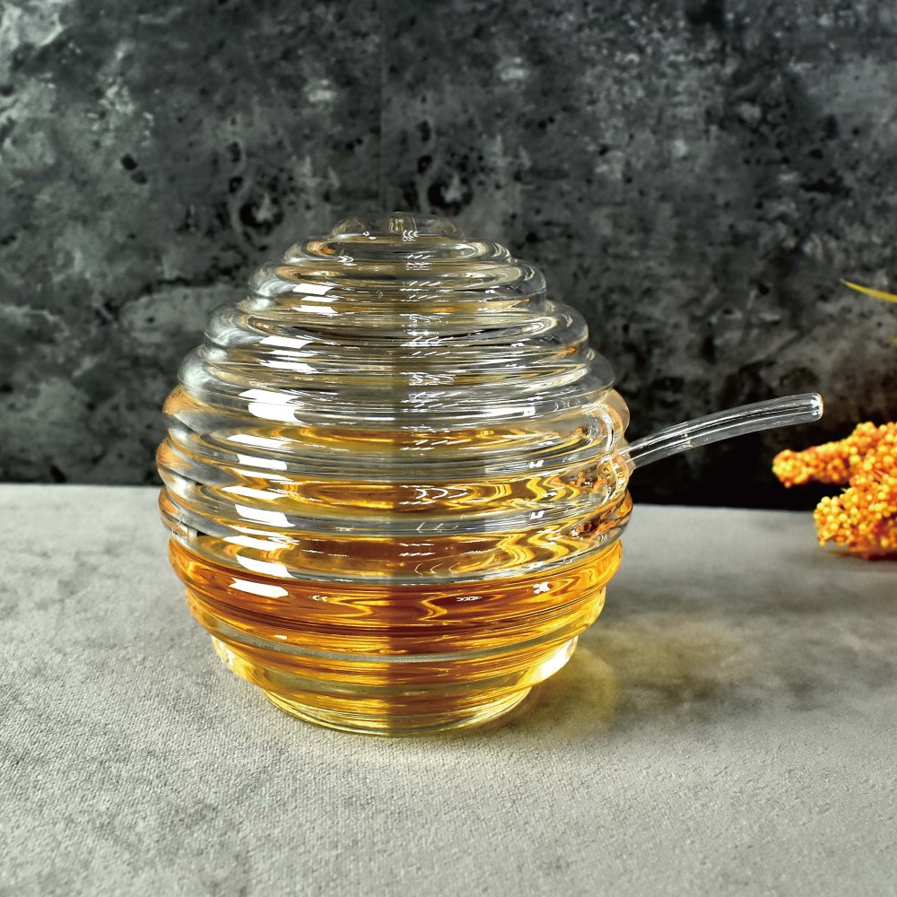 蜂巢造型透明壓克力調味料罐附湯匙