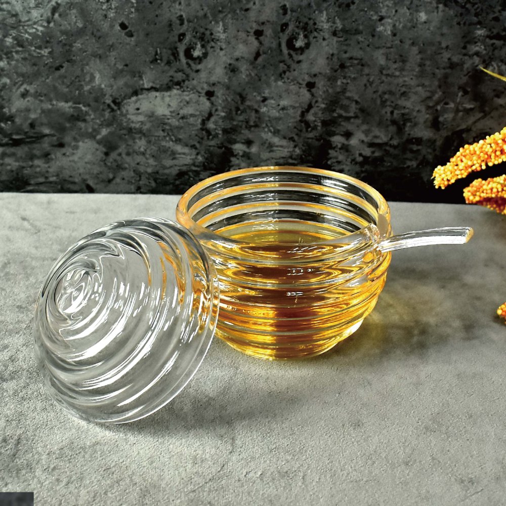 蜂巢造型透明壓克力調味料罐附湯匙
