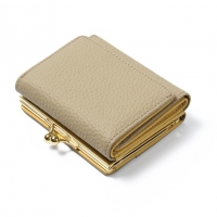 日系 Mai 荔枝紋撞色三折真皮短夾｜多卡位口金錢包 女用皮夾 NO.WB058