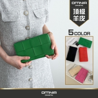 韓國 OMNIA 羊皮真皮長夾｜女用皮夾 氣質多卡位拉鍊款 NO.3365T