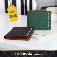 韓國 OMNIA 義大利牛皮真皮短夾｜男用皮夾 輕薄多卡位（無零錢袋）NO.1161C