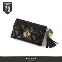 韓國 OMNIA 小香風菱格真皮中夾｜流蘇愛心鎖扣 女用皮夾 NO.3099B