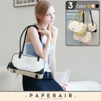 韓國 Paperair 撞色拼接肩背包｜復古帆布托特包 NO.WBPR001