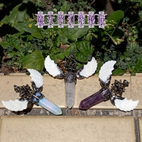 貝殼翅膀守護天使水晶項鍊｜紫水晶 蛋白石 白水晶 吊墜飾品