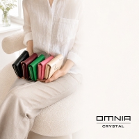 韓國 OMNIA 羊皮中夾女用皮夾｜同心結設計 輕巧拉鍊零錢中夾 NO.3400B