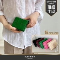 韓國 OMNIA 羊皮中夾女用皮夾｜同心結設計 輕巧拉鍊零錢中夾 NO.3400B