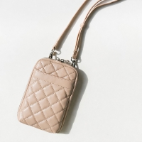 菱格紋羊皮手機包｜真皮斜背包 女用小包 6.7吋手機包 NO.WB038