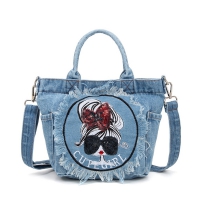 時尚水洗牛仔布防退色手提包｜側背 2WAY 多隔層設計 NO.WBM053